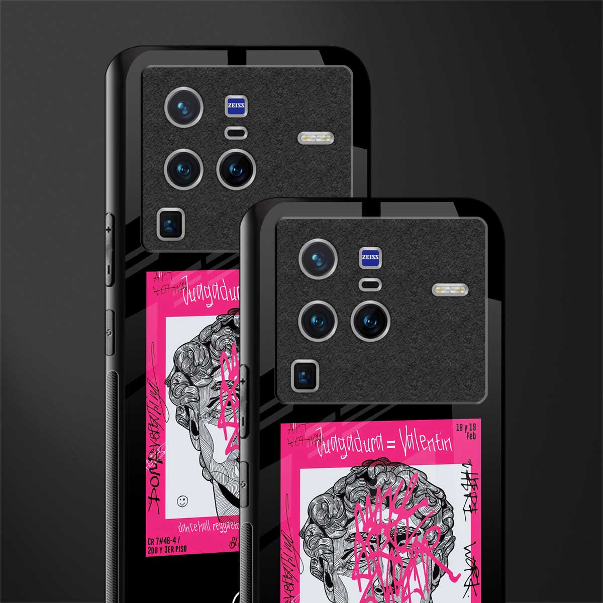 scribbled david michelangelo glass case for vivo x80 pro 5g image-2