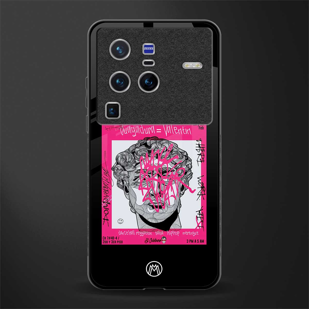scribbled david michelangelo glass case for vivo x80 pro 5g image