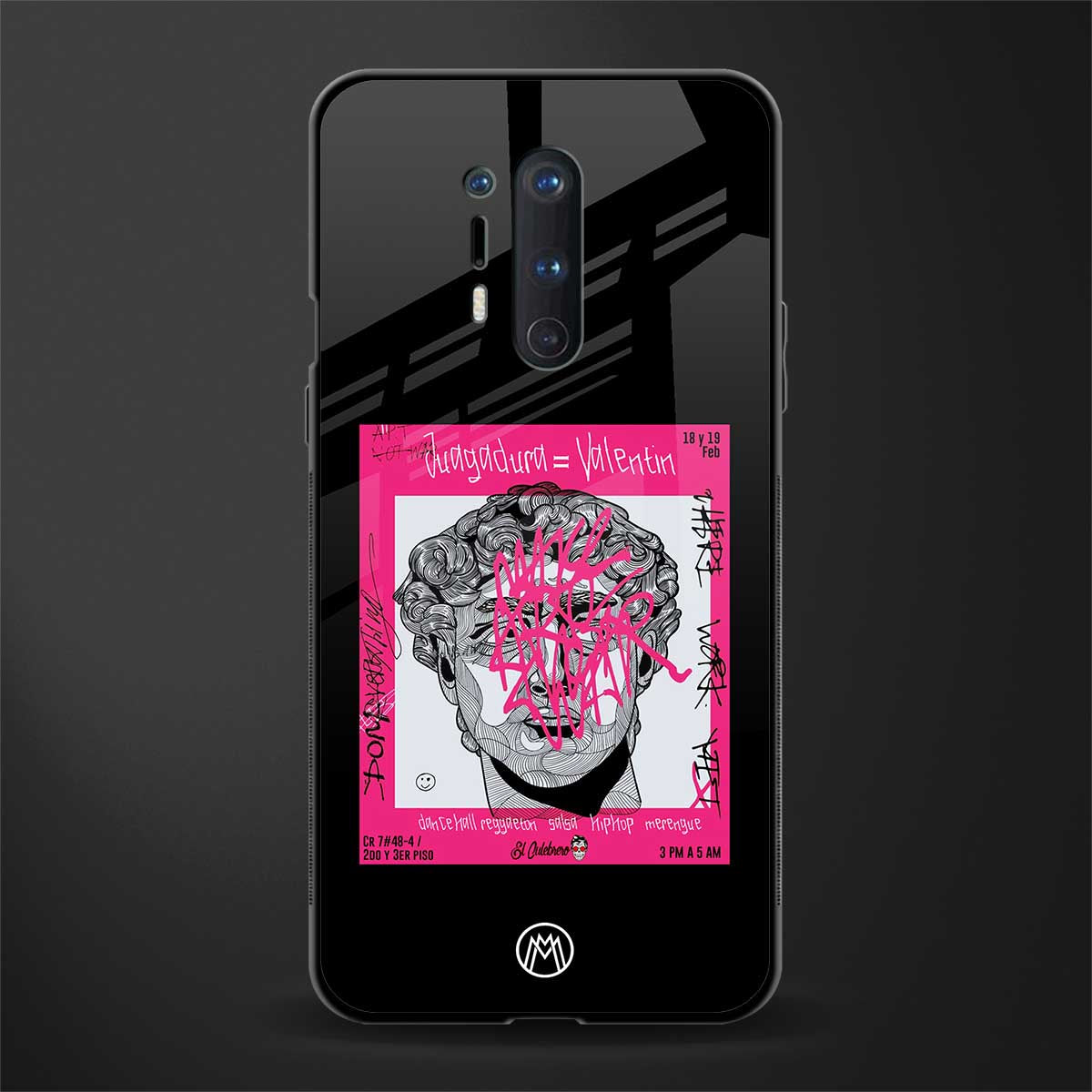 scribbled david michelangelo glass case for oneplus 8 pro image