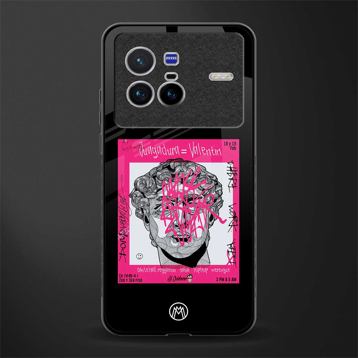 scribbled david michelangelo glass case for vivo x80 image