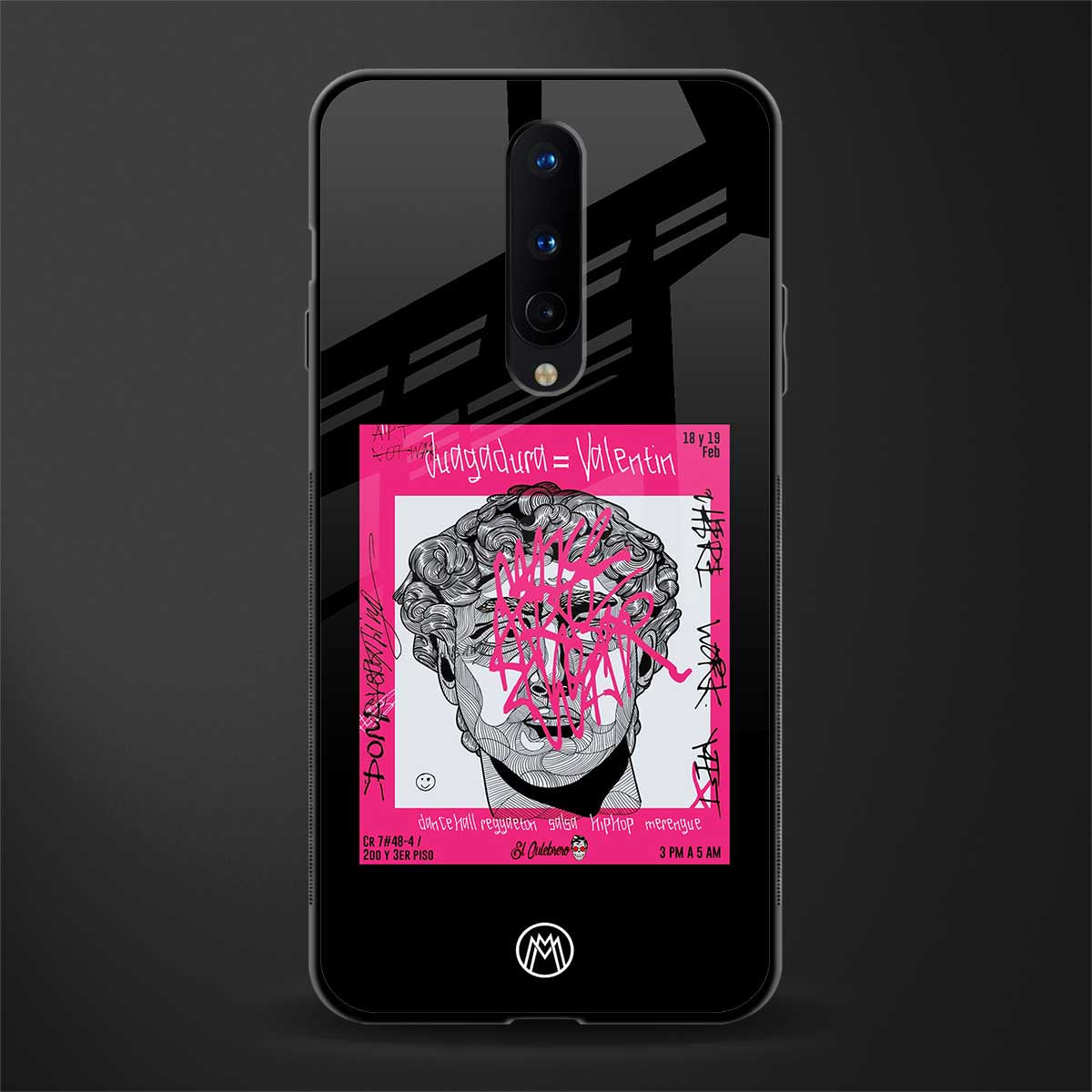 scribbled david michelangelo glass case for oneplus 8 image