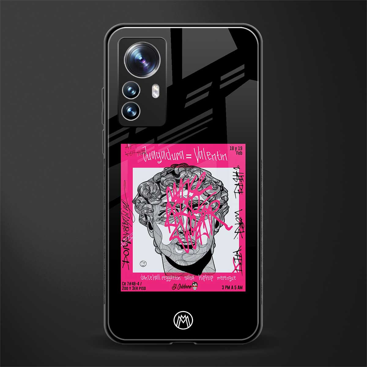scribbled david michelangelo back phone cover | glass case for xiaomi 12 pro