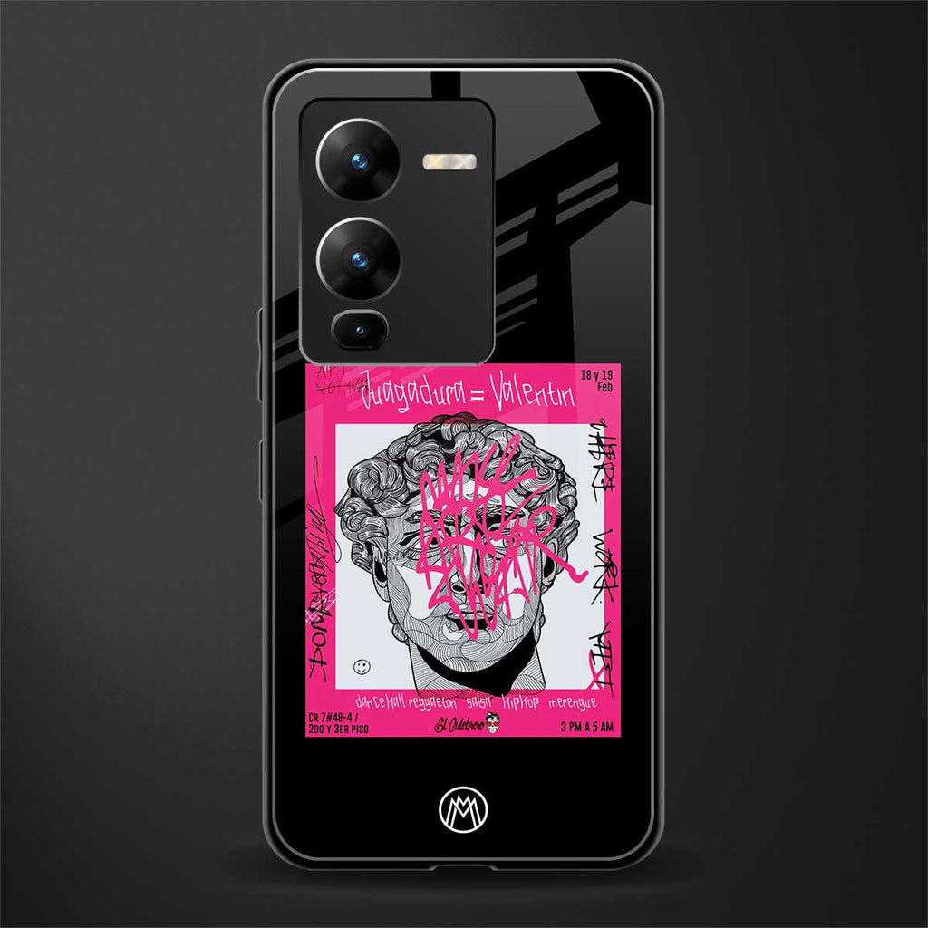scribbled david michelangelo back phone cover | glass case for vivo v25 pro 5g