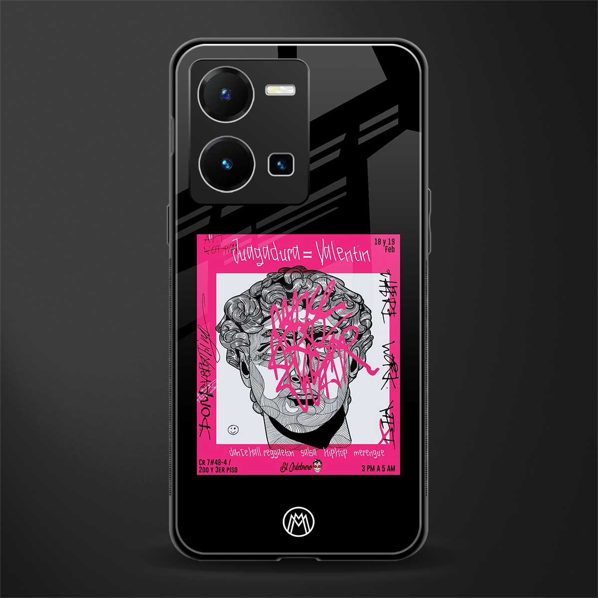 scribbled david michelangelo back phone cover | glass case for vivo y35 4g
