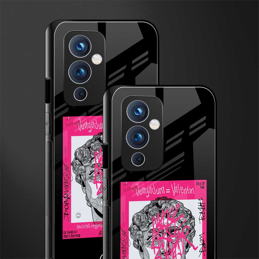 scribbled david michelangelo back phone cover | glass case for oneplus 9