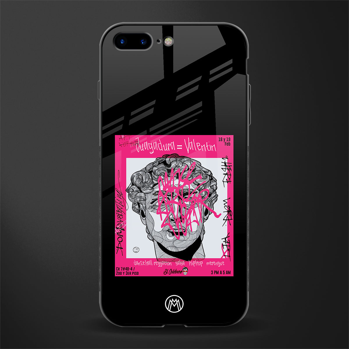 scribbled david michelangelo glass case for iphone 7 plus image