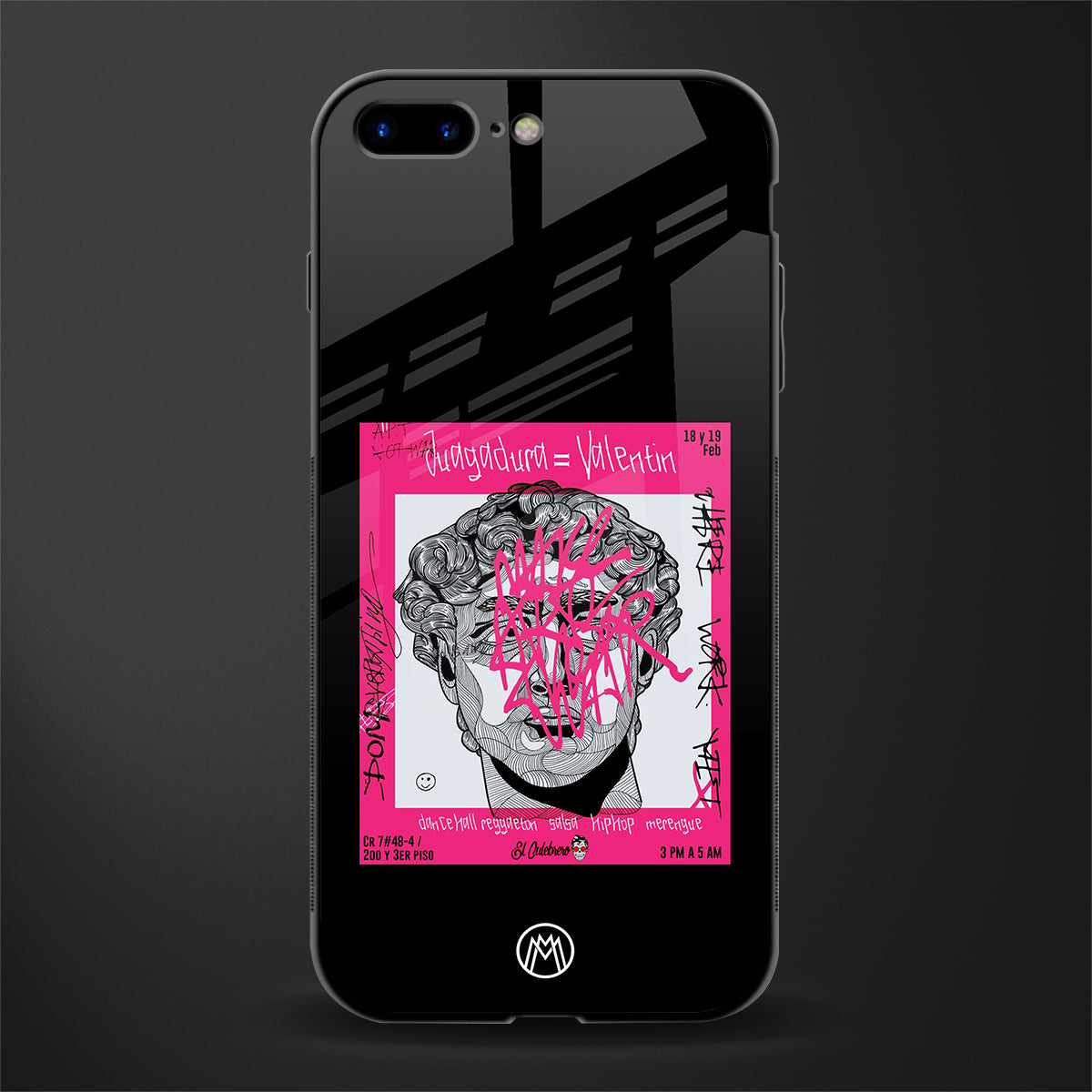 scribbled david michelangelo glass case for iphone 8 plus image