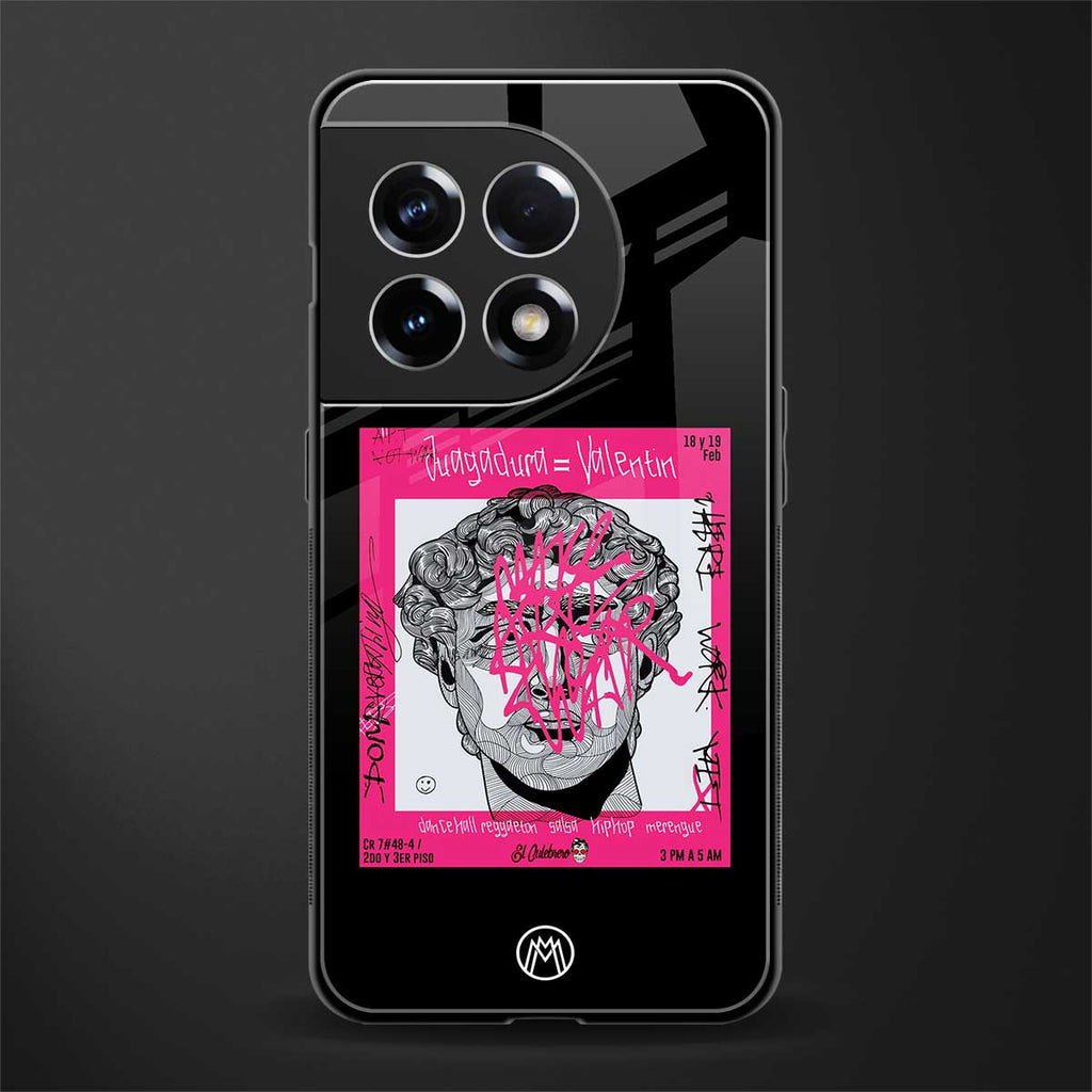 scribbled david michelangelo back phone cover | glass case for oneplus 11r