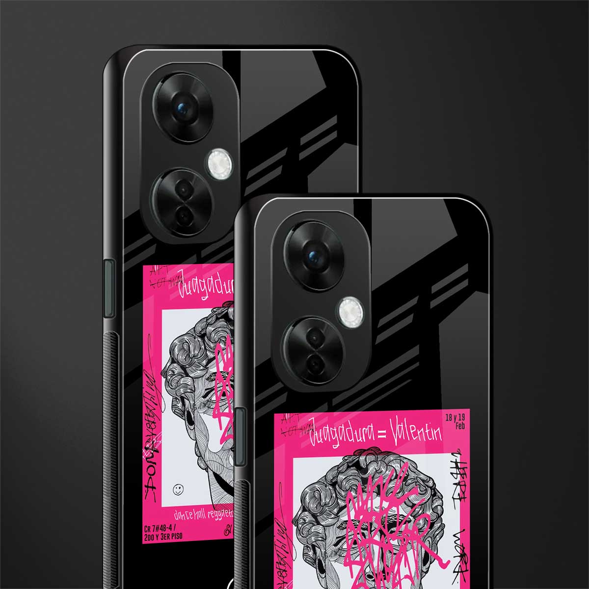 scribbled david michelangelo back phone cover | glass case for oneplus nord ce 3 lite