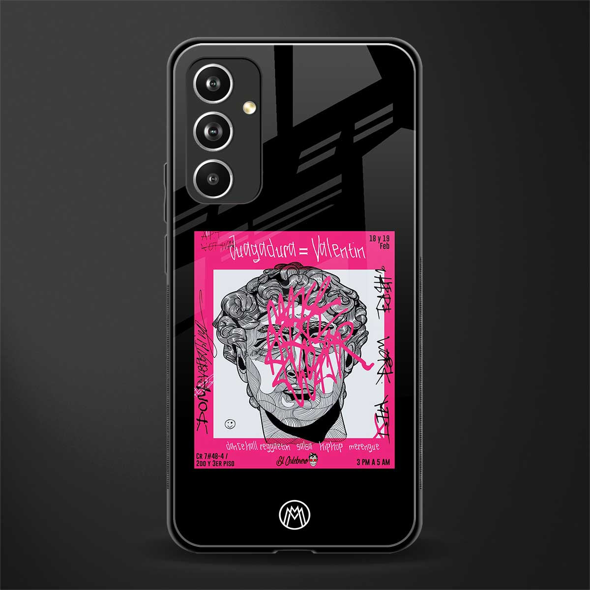 scribbled david michelangelo back phone cover | glass case for samsung galaxy a54 5g