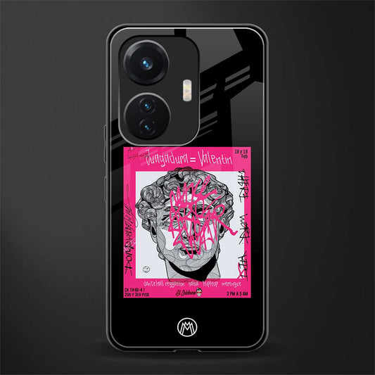 scribbled david michelangelo back phone cover | glass case for vivo t1 44w 4g
