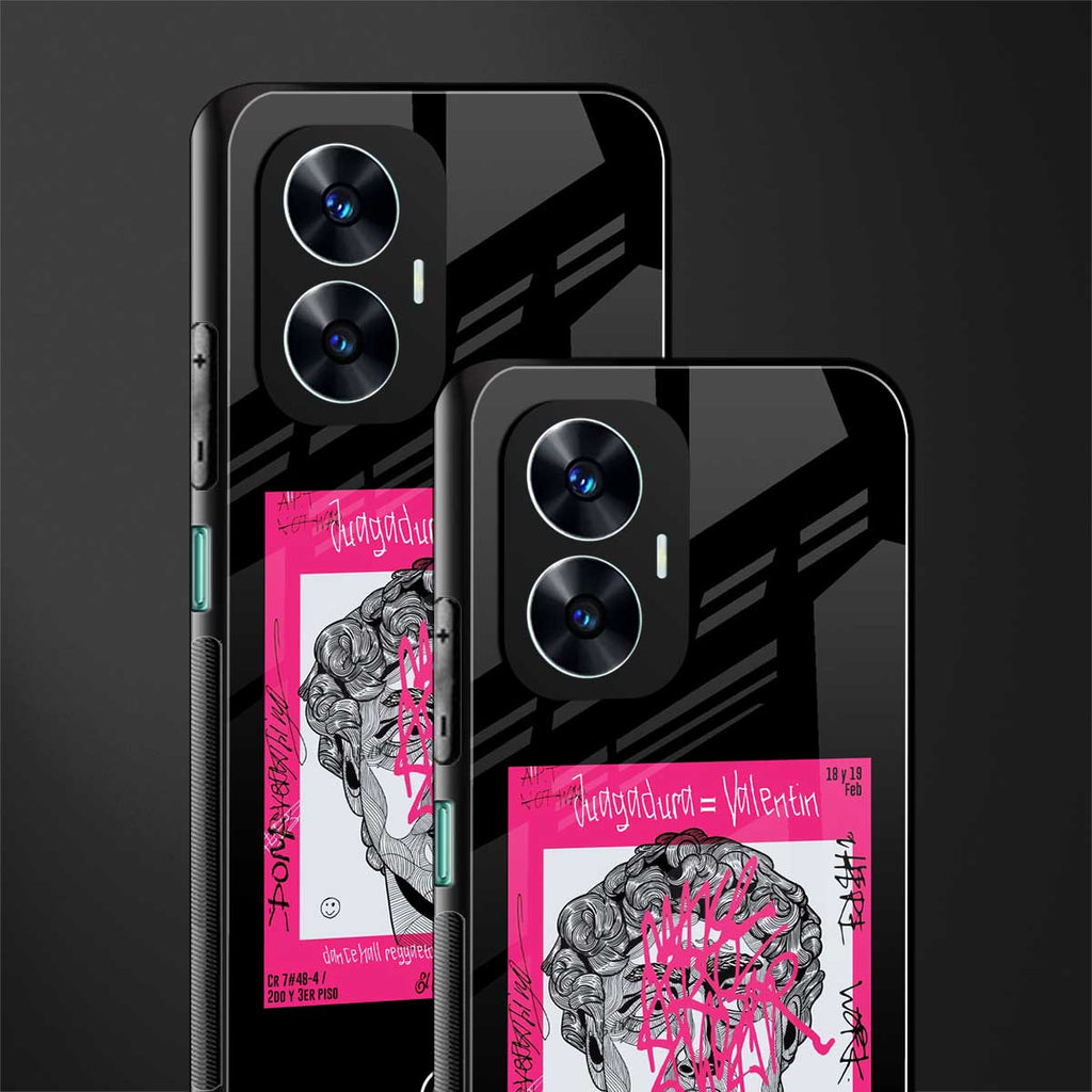 scribbled david michelangelo back phone cover | glass case for realme c55