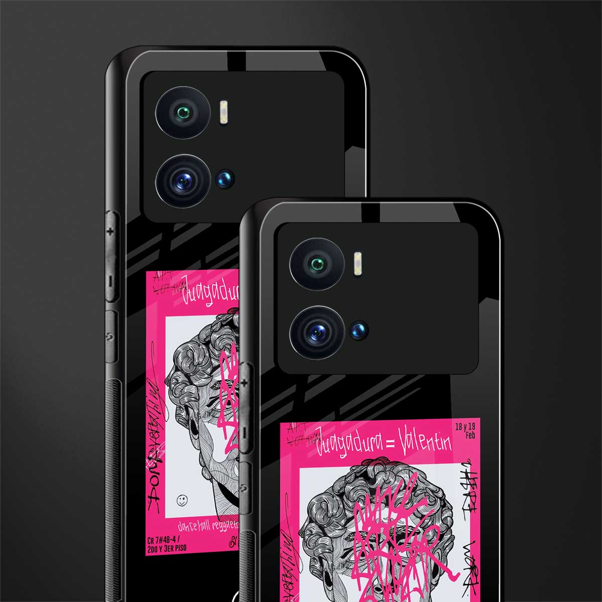 scribbled david michelangelo back phone cover | glass case for iQOO 9 Pro