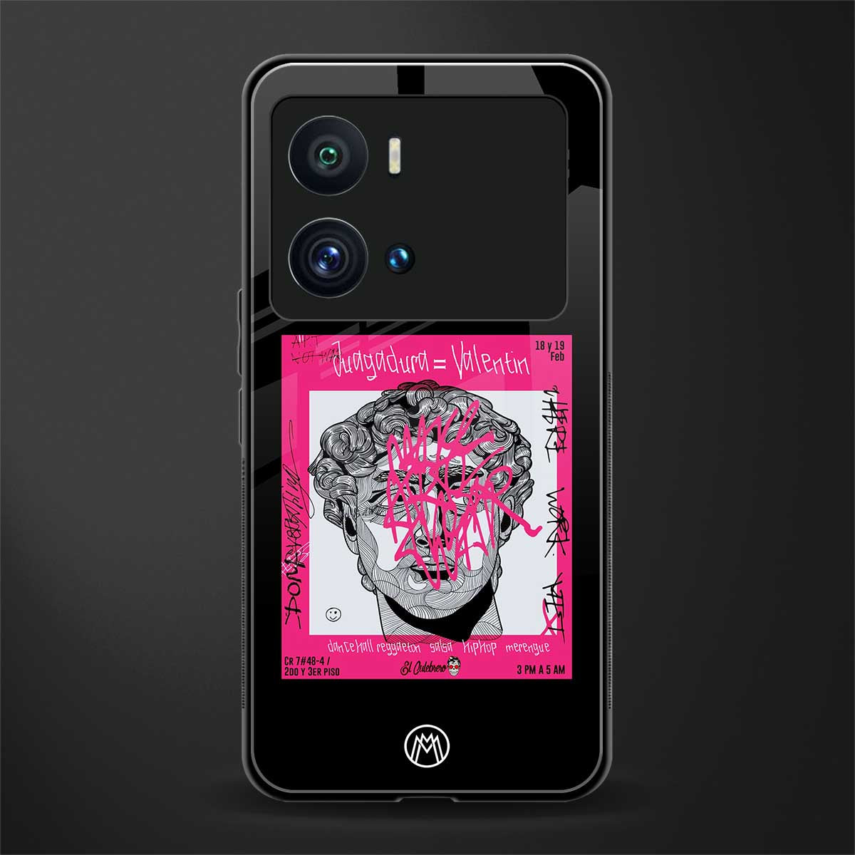 scribbled david michelangelo back phone cover | glass case for iQOO 9 Pro