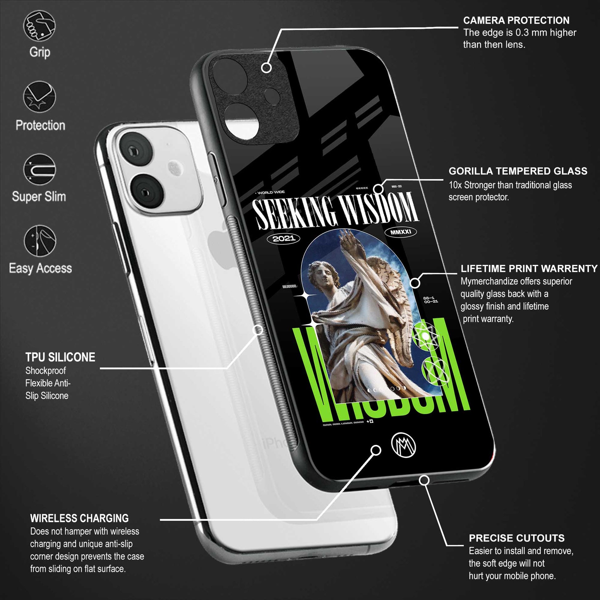seeking wisdom back phone cover | glass case for realme 11 pro 5g