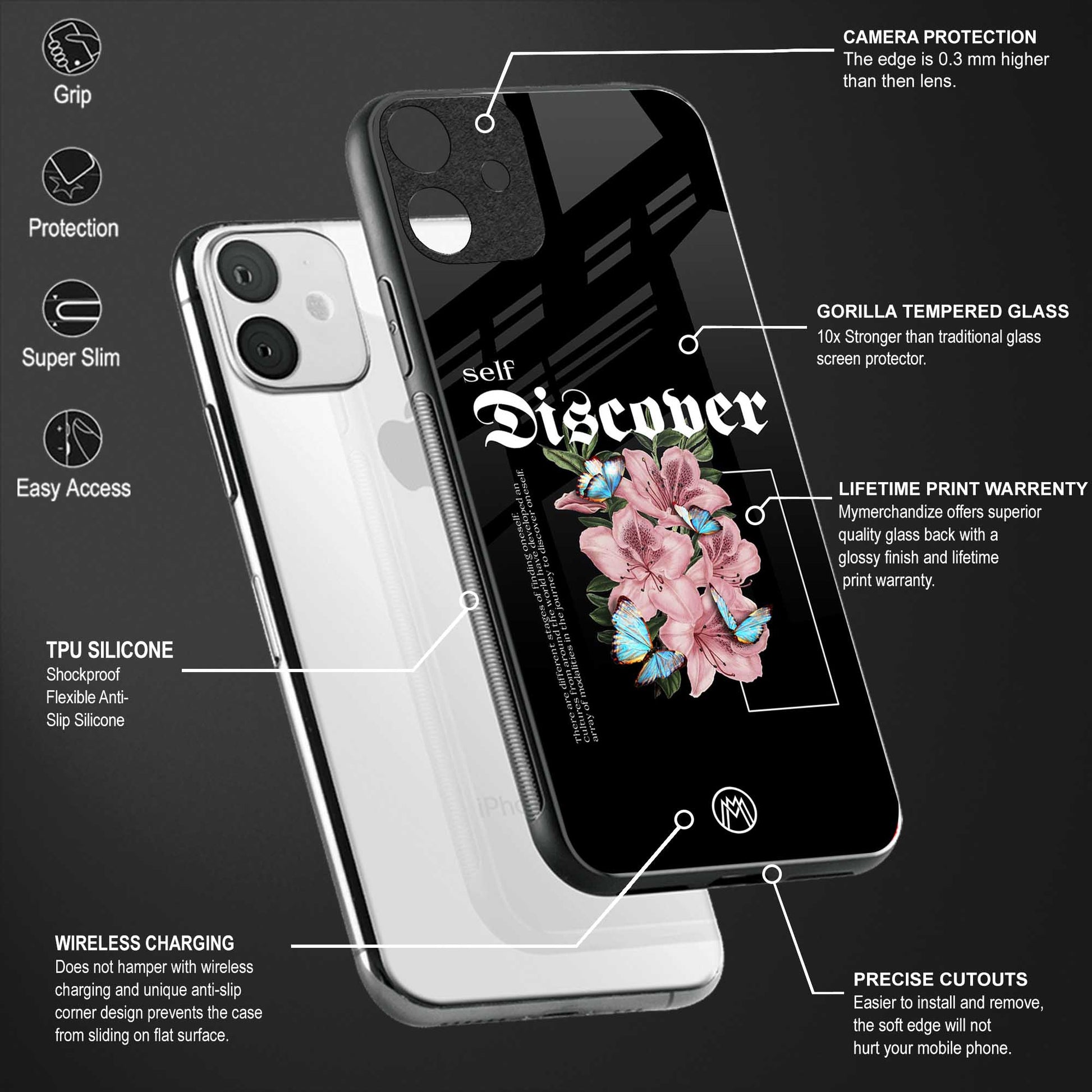 self discover back phone cover | glass case for vivo t1 44w 4g