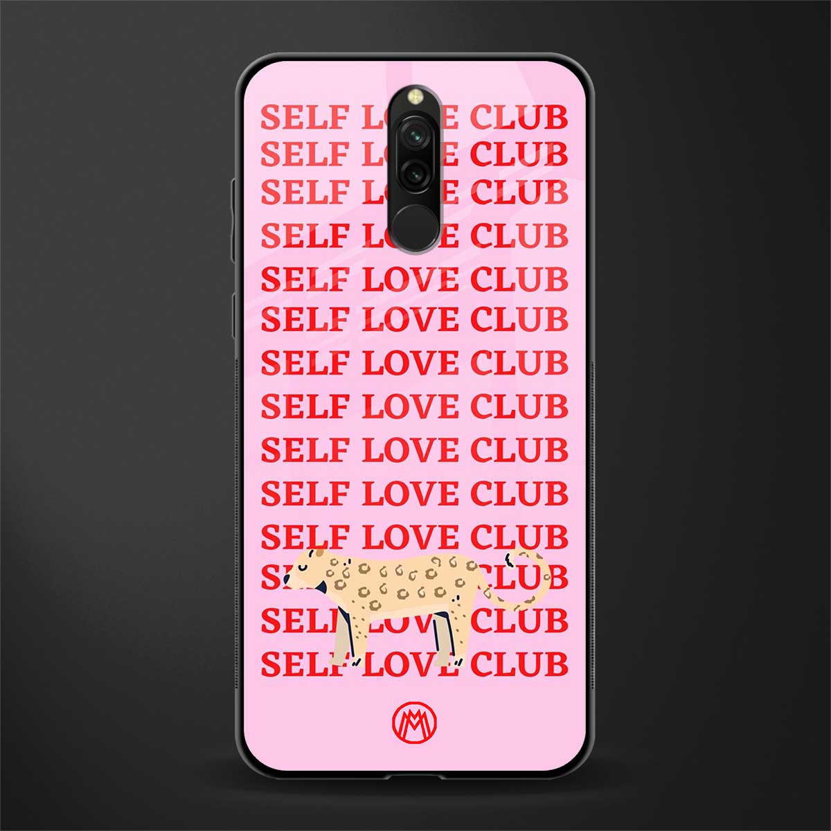 self love club glass case for redmi 8 image
