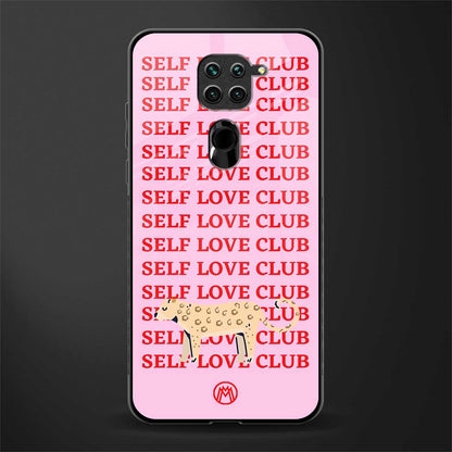self love club glass case for redmi note 9 image