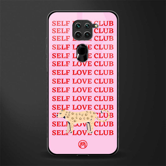 self love club glass case for redmi note 9 image