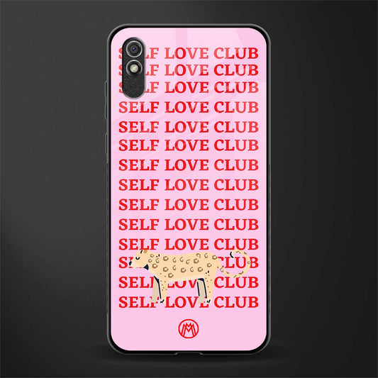self love club glass case for redmi 9i image