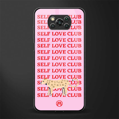 self love club glass case for poco x3 image