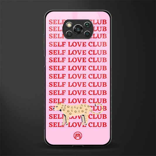 self love club glass case for poco x3 image