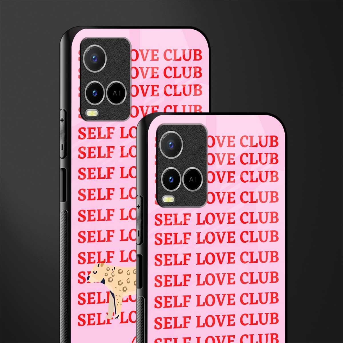 self love club glass case for vivo y21s image-2