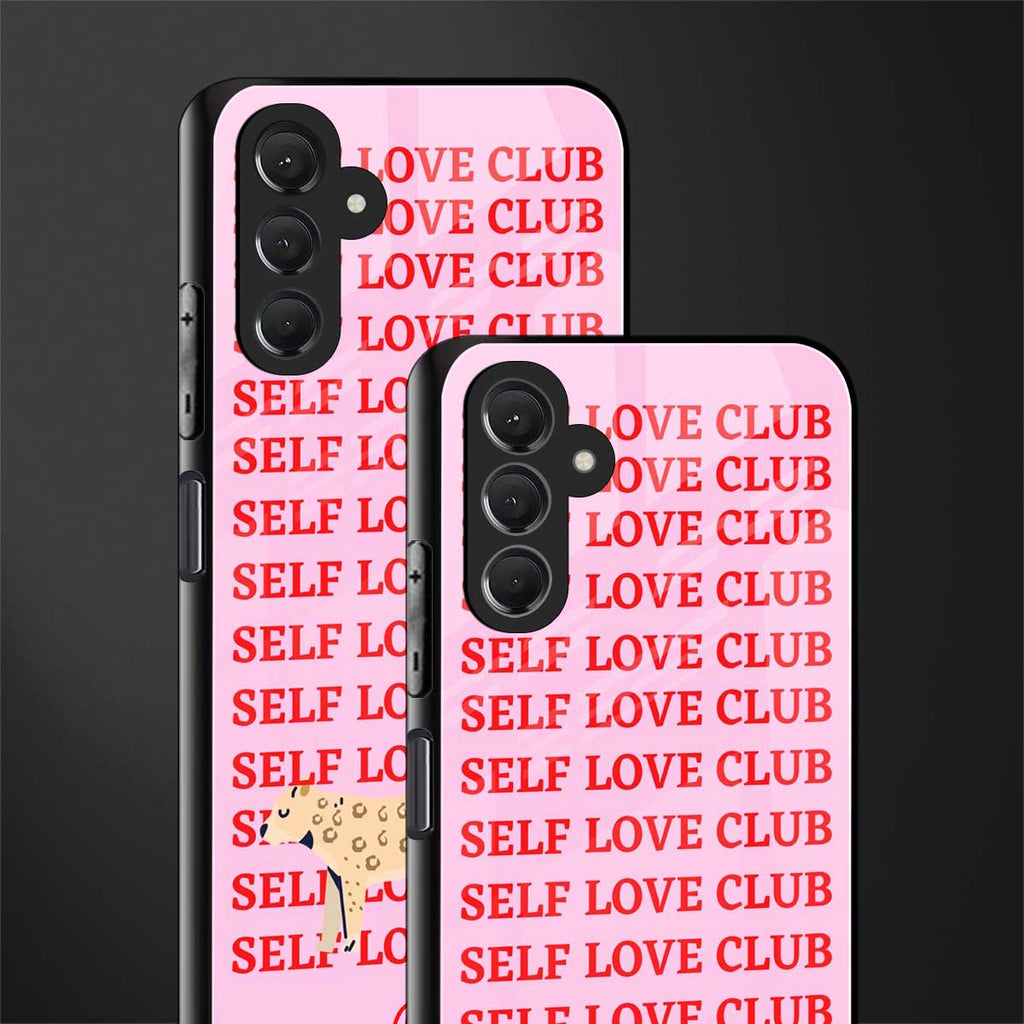 self love club back phone cover | glass case for samsun galaxy a24 4g