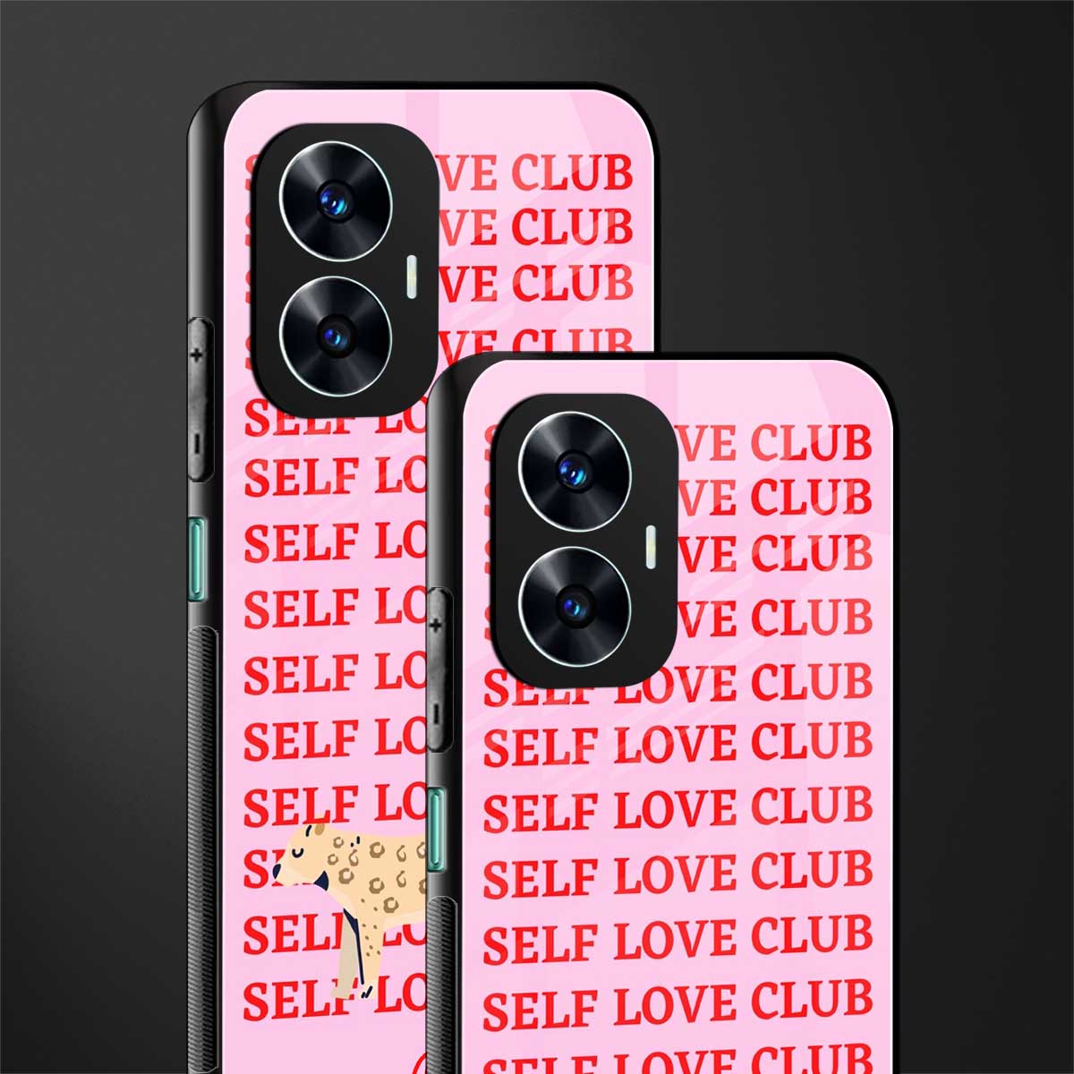 self love club back phone cover | glass case for realme c55