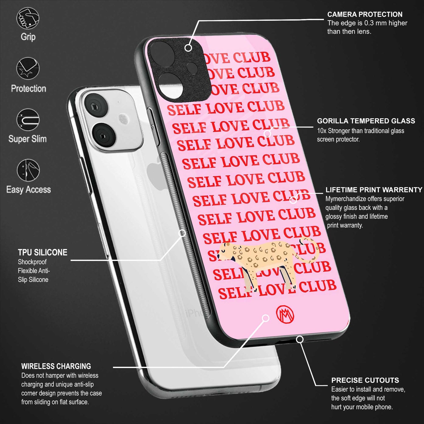 self love club glass case for vivo y21 image-4