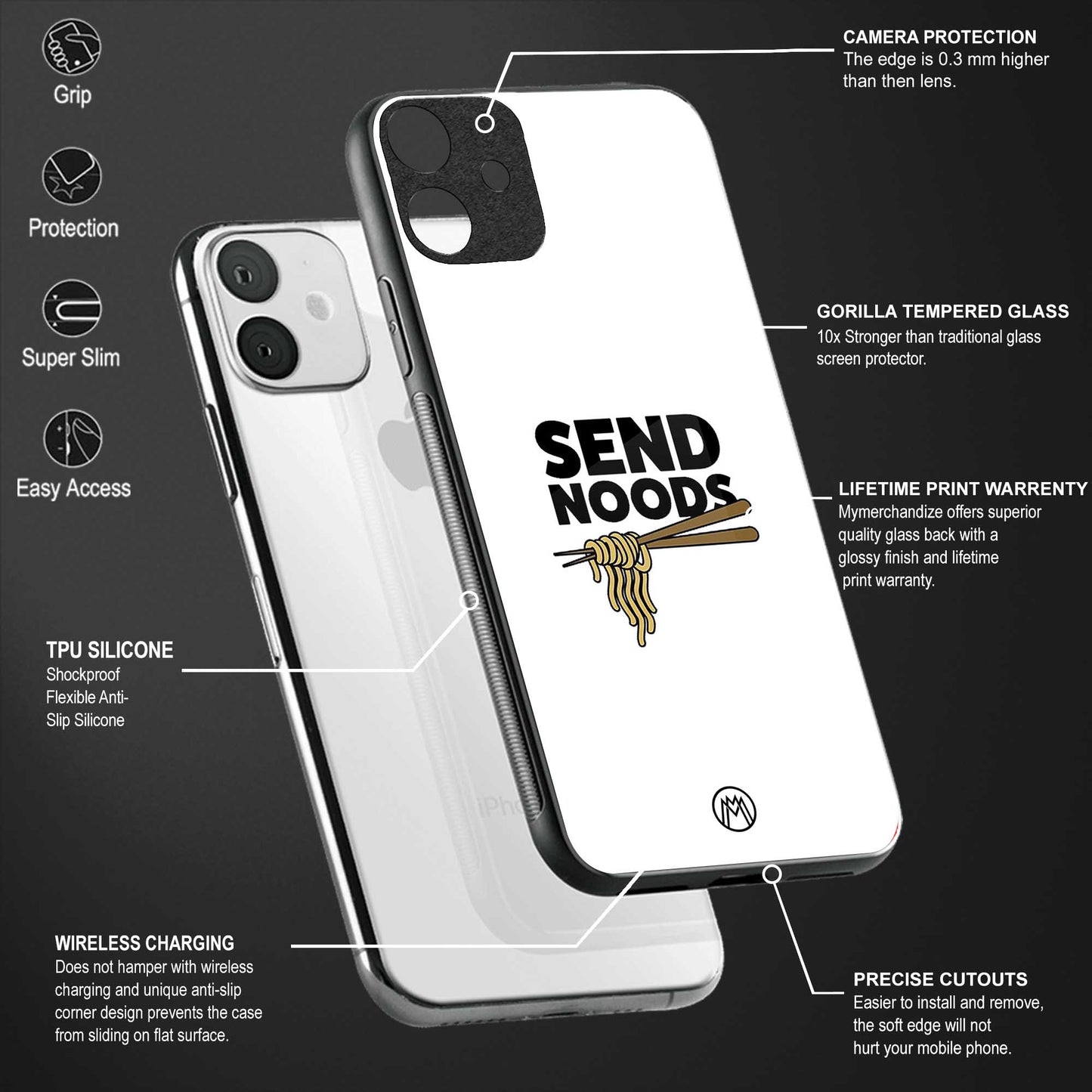 send noods back phone cover | glass case for vivo t1 44w 4g