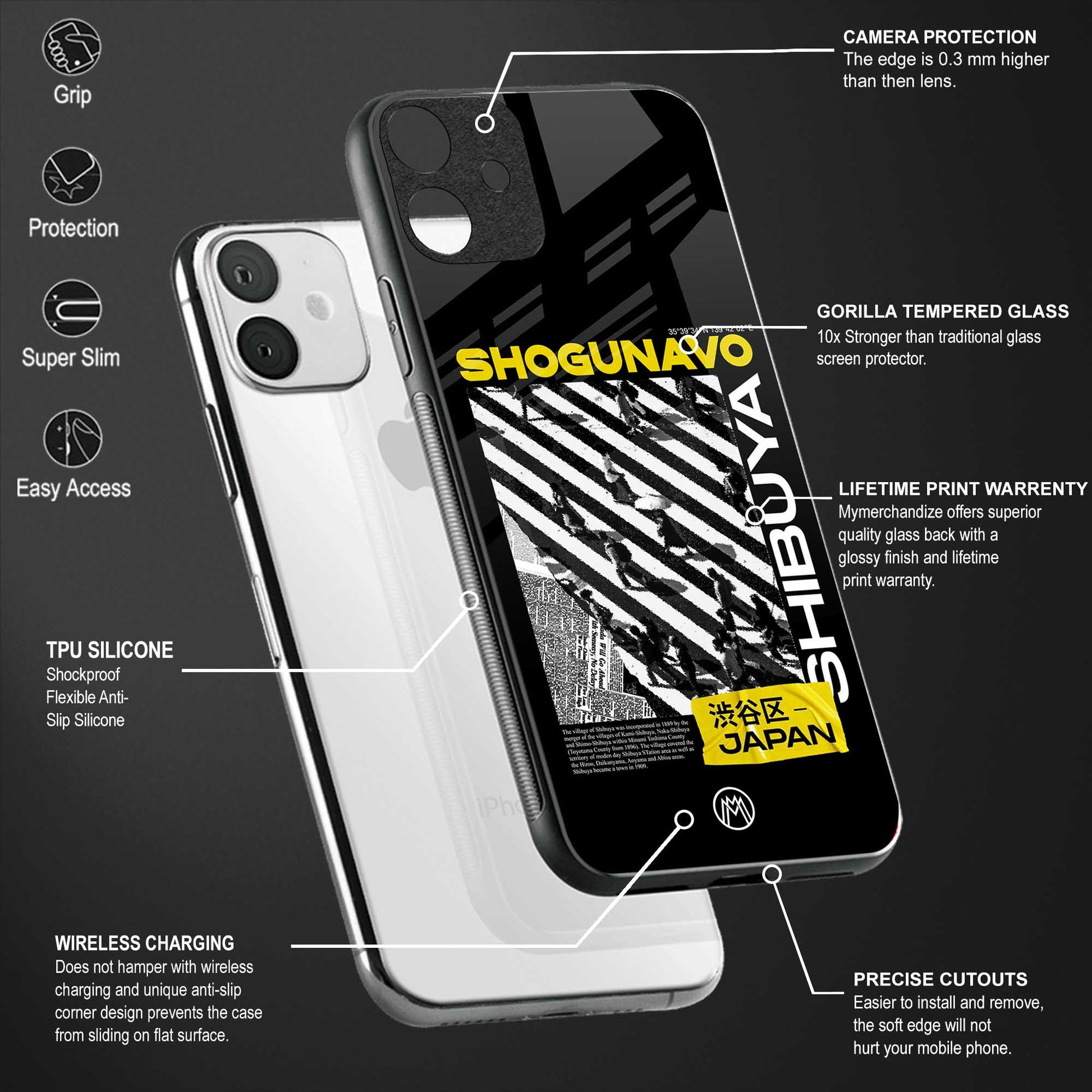 shogunavo shibuya back phone cover | glass case for vivo t1 44w 4g