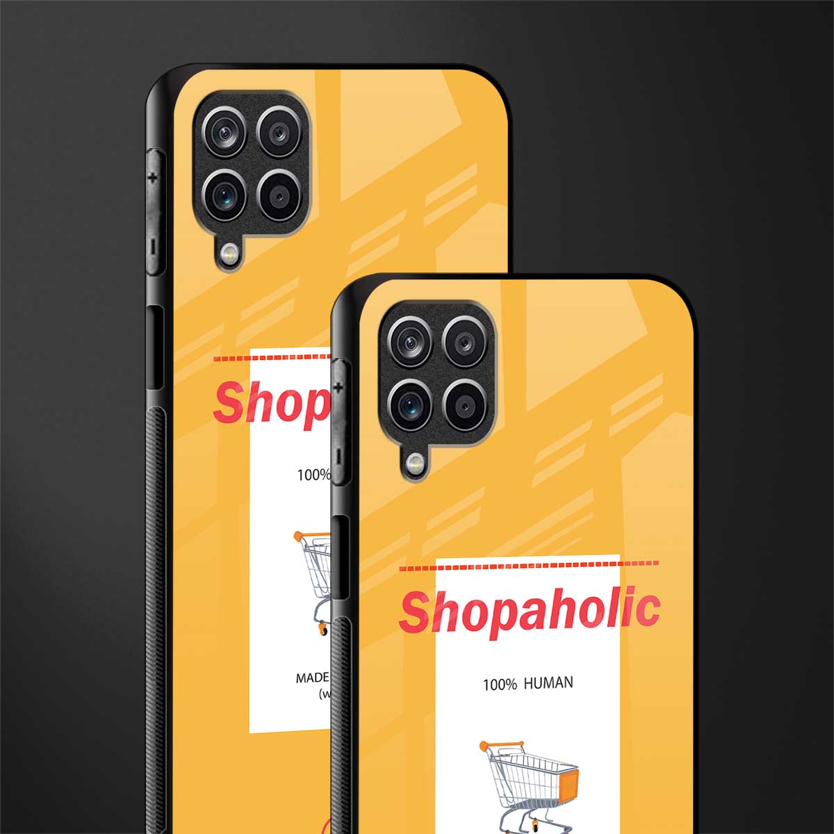 shopaholic back phone cover | glass case for samsung galaxy a22 4g