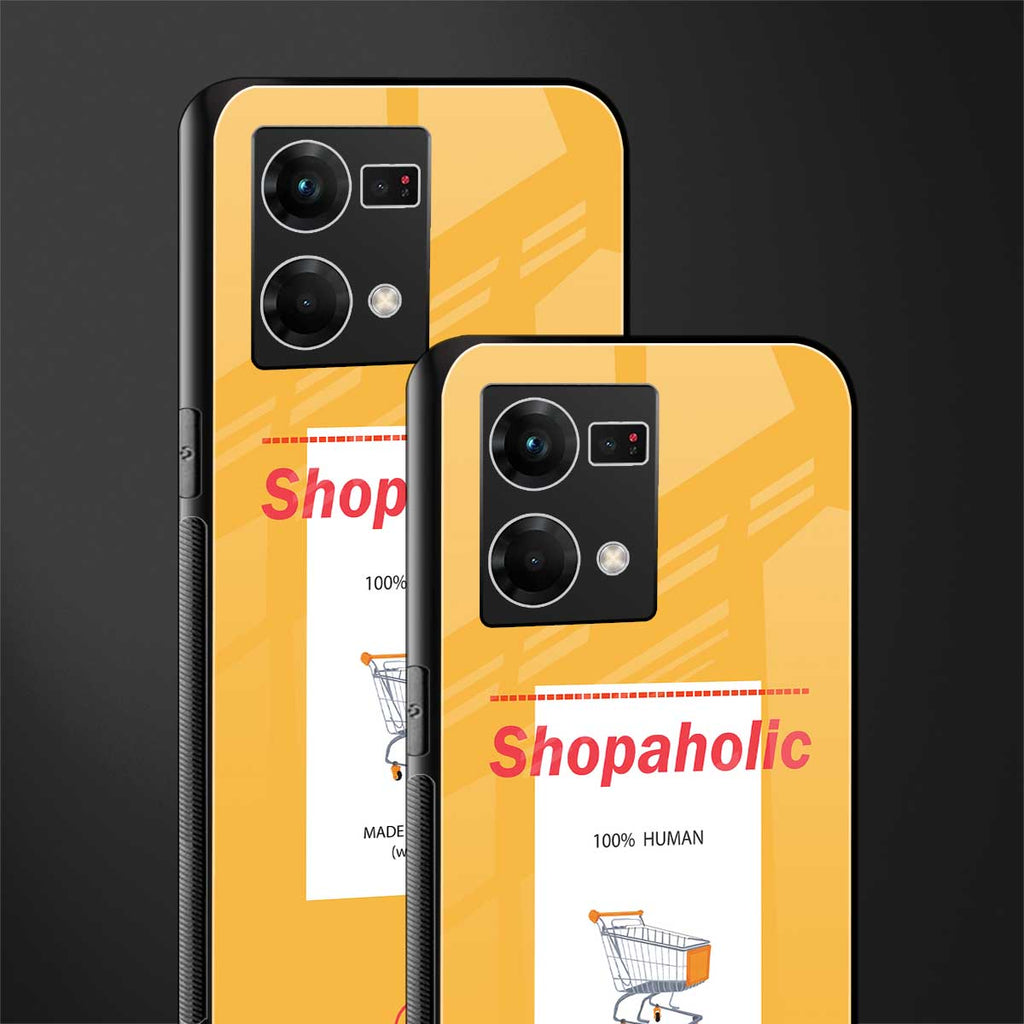 shopaholic back phone cover | glass case for oppo f21 pro 4g