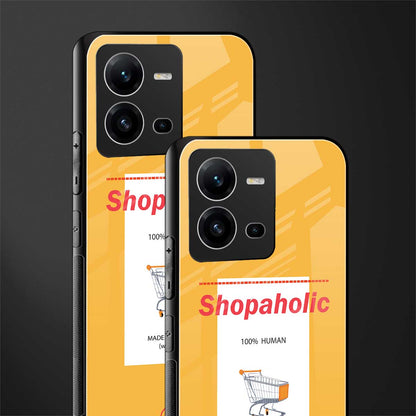 shopaholic back phone cover | glass case for vivo v25-5g