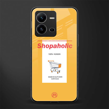 shopaholic back phone cover | glass case for vivo v25-5g