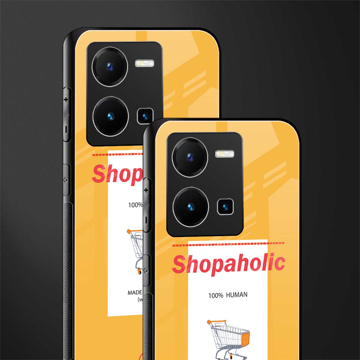 shopaholic back phone cover | glass case for vivo y35 4g