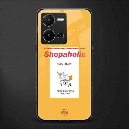 shopaholic back phone cover | glass case for vivo y35 4g