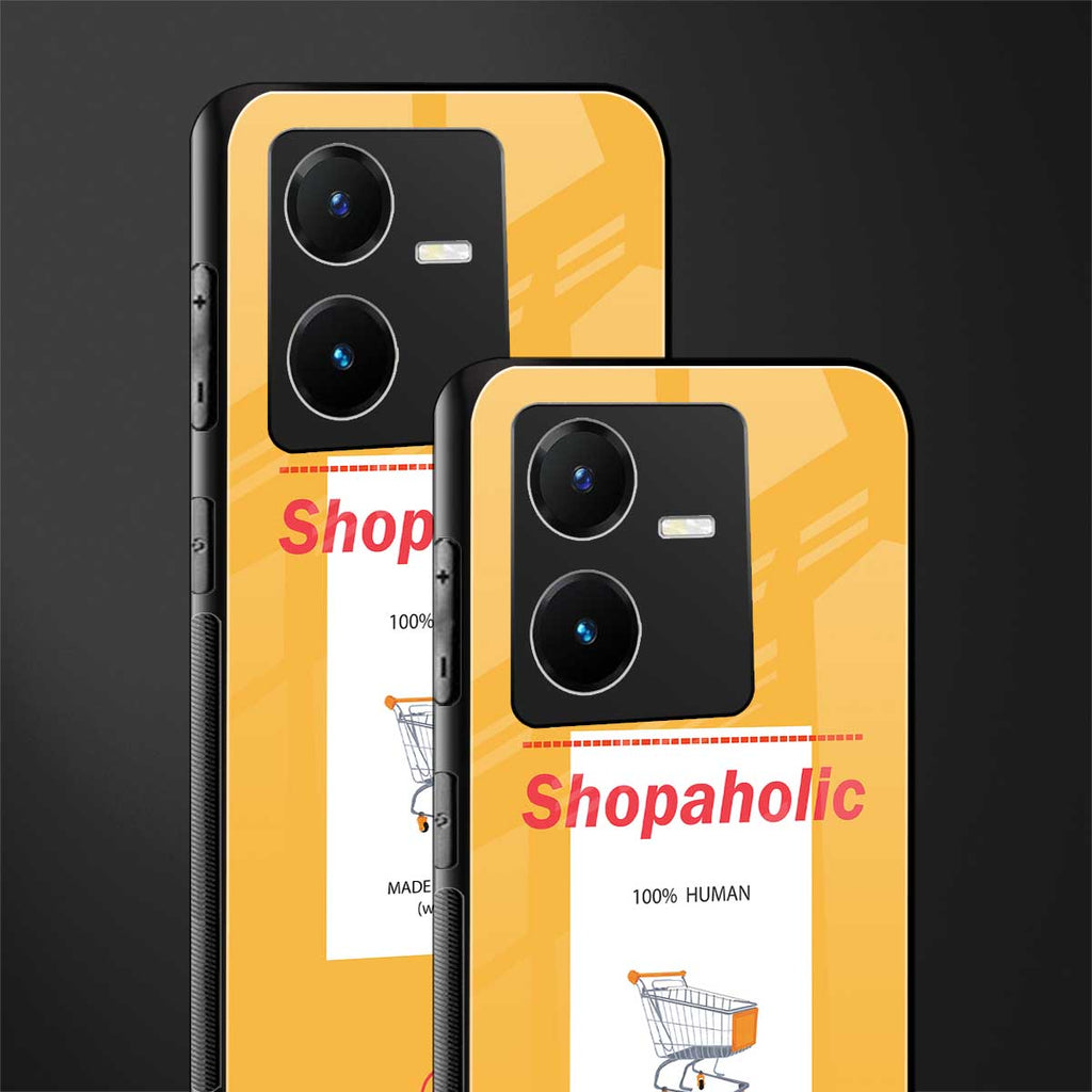 shopaholic back phone cover | glass case for vivo y22