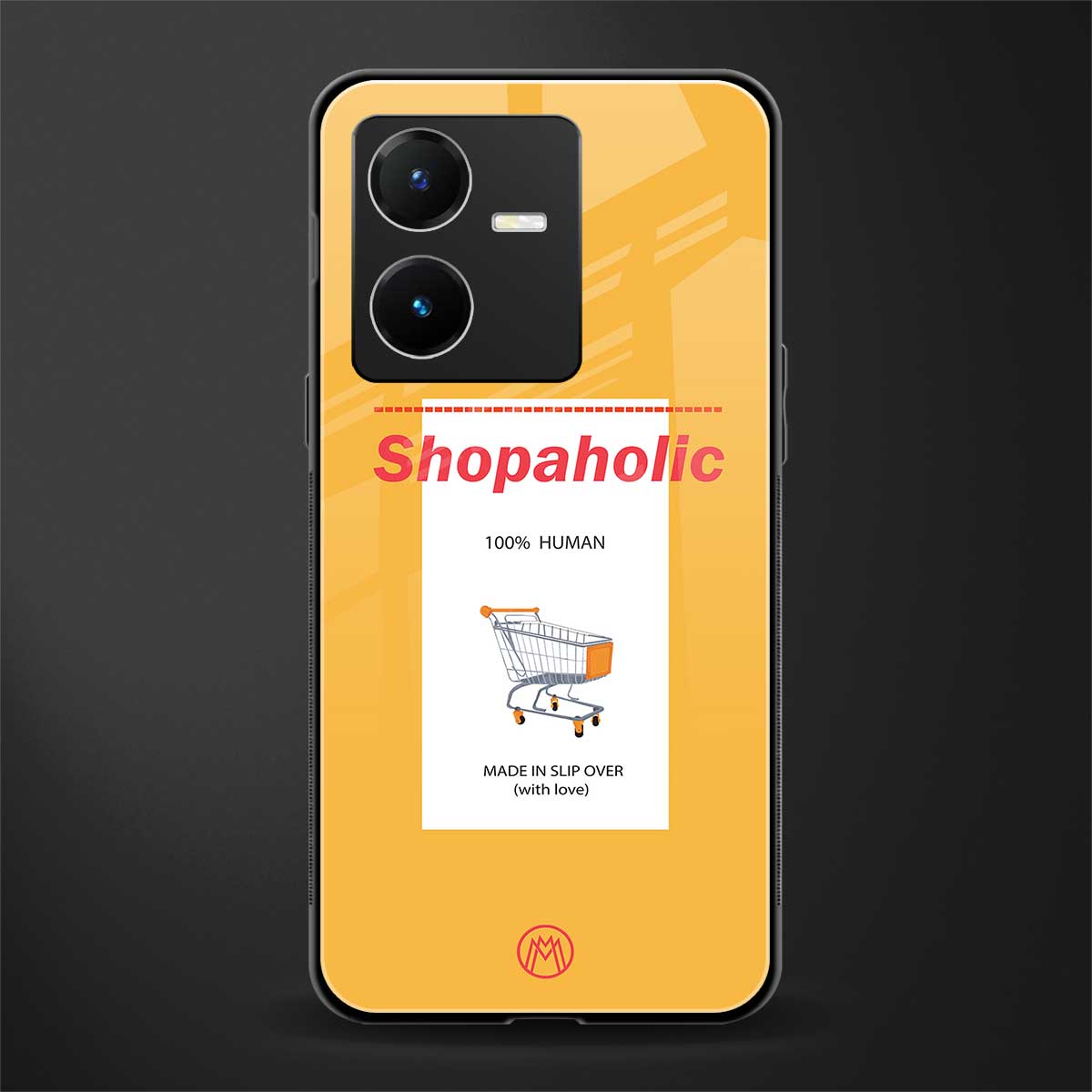 shopaholic back phone cover | glass case for vivo y22