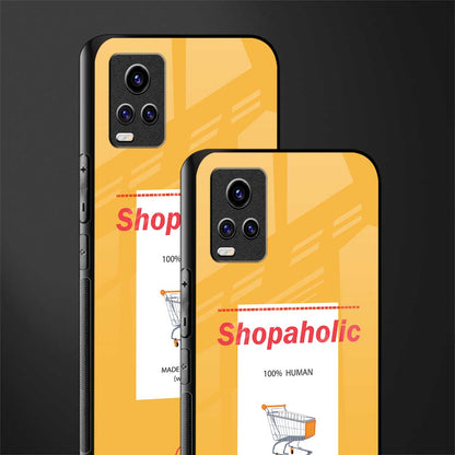 shopaholic back phone cover | glass case for vivo v21e 4g