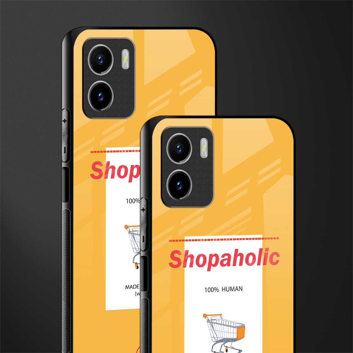 shopaholic back phone cover | glass case for vivo y72