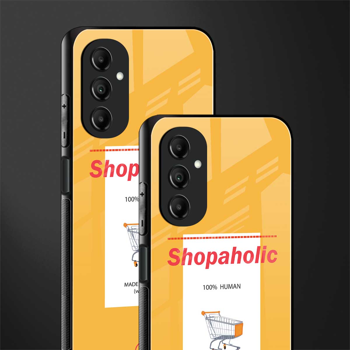 shopaholic back phone cover | glass case for samsung galaxy a14 5g