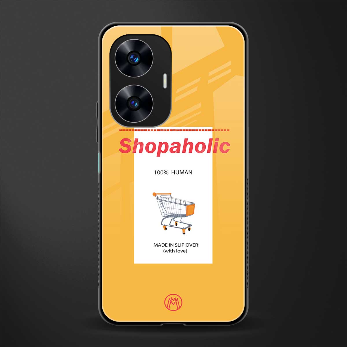 shopaholic back phone cover | glass case for realme c55