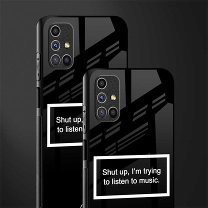 shut up and listen to music black glass case for samsung galaxy m51 image-2