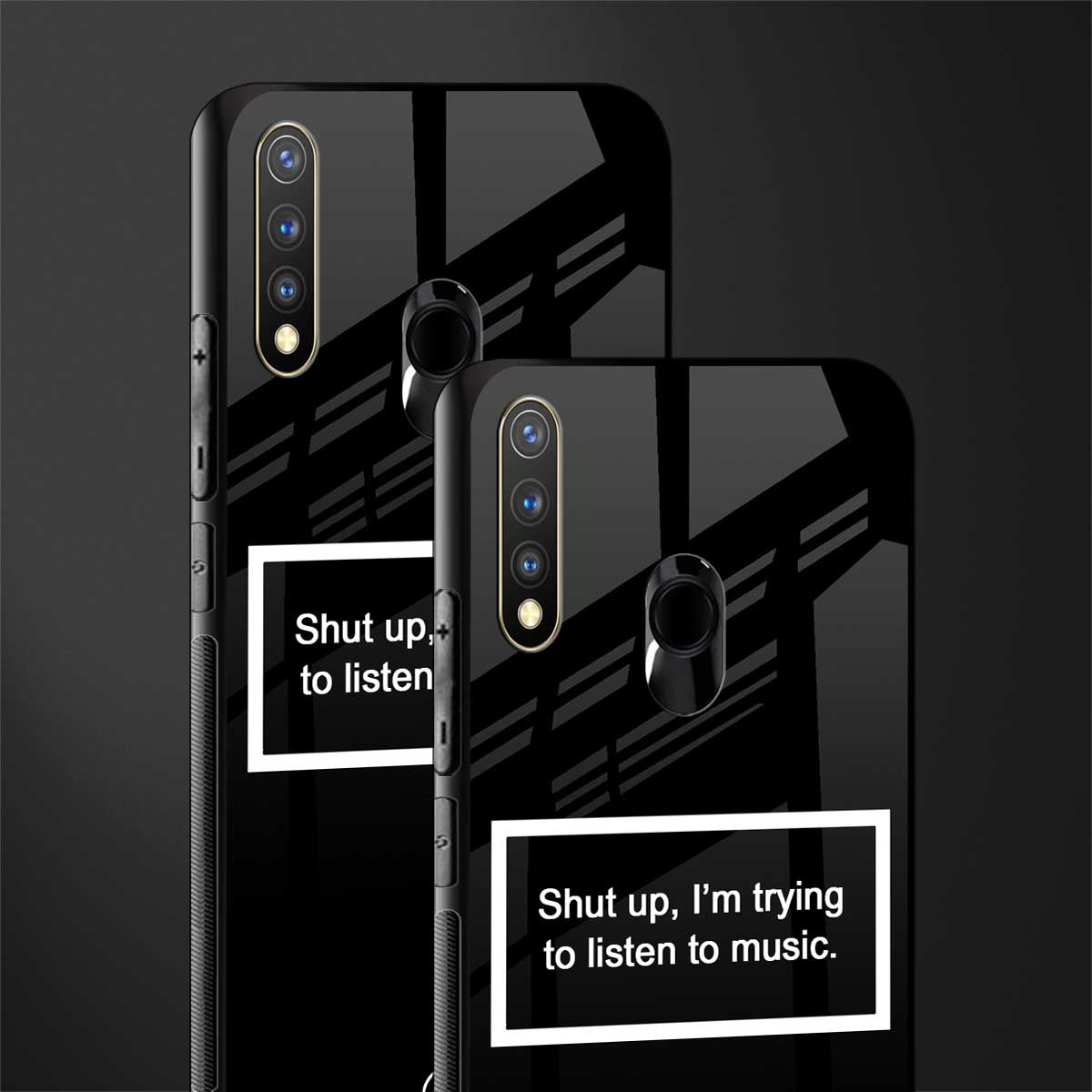 shut up and listen to music black glass case for vivo y19 image-2