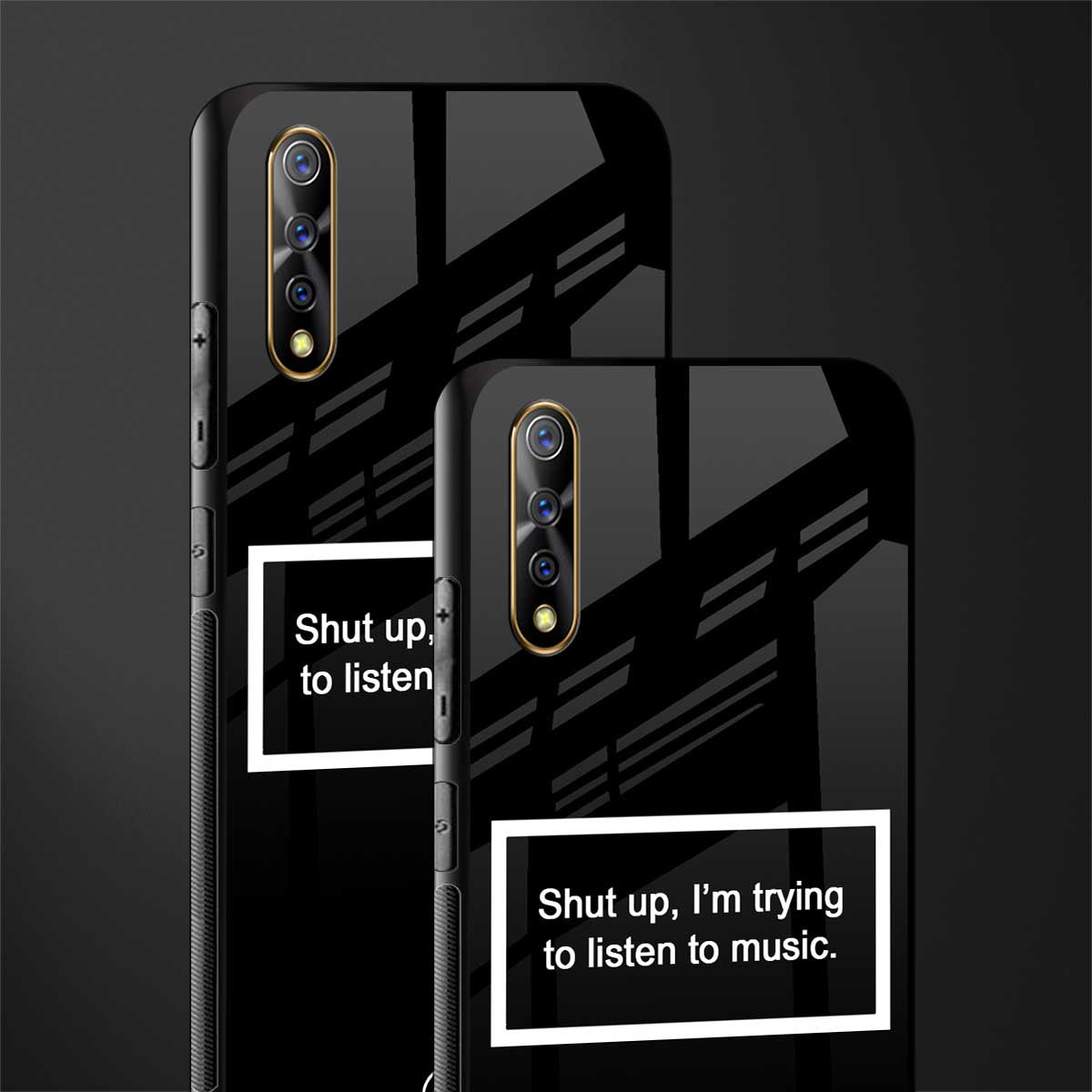 shut up and listen to music black glass case for vivo s1 image-2