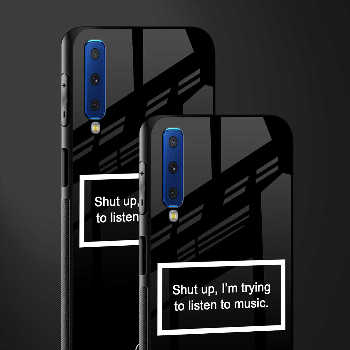 shut up and listen to music black glass case for samsung galaxy a7 2018 image-2