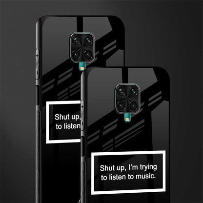 shut up and listen to music black glass case for redmi note 9 pro max image-2