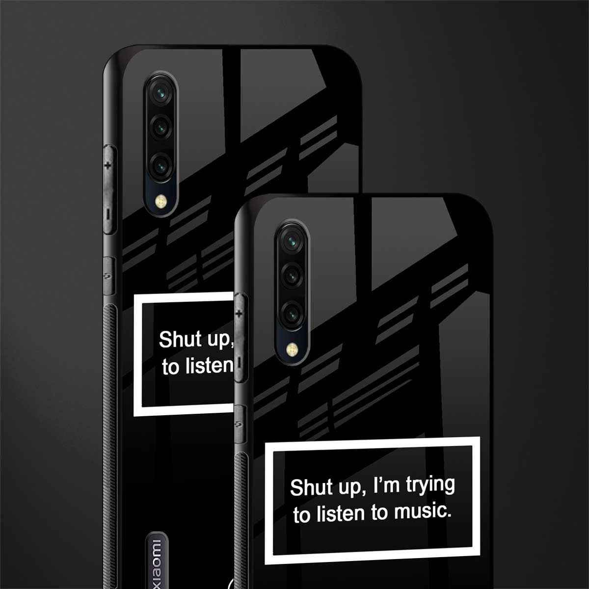 shut up and listen to music black glass case for mi a3 redmi a3 image-2